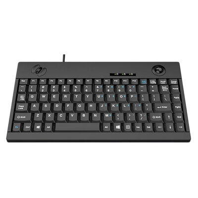 Super Compact Waterproof IP65 Industrial Plastic Keyboard with 88 Keys and Mini Trackball for Harsh Environments
